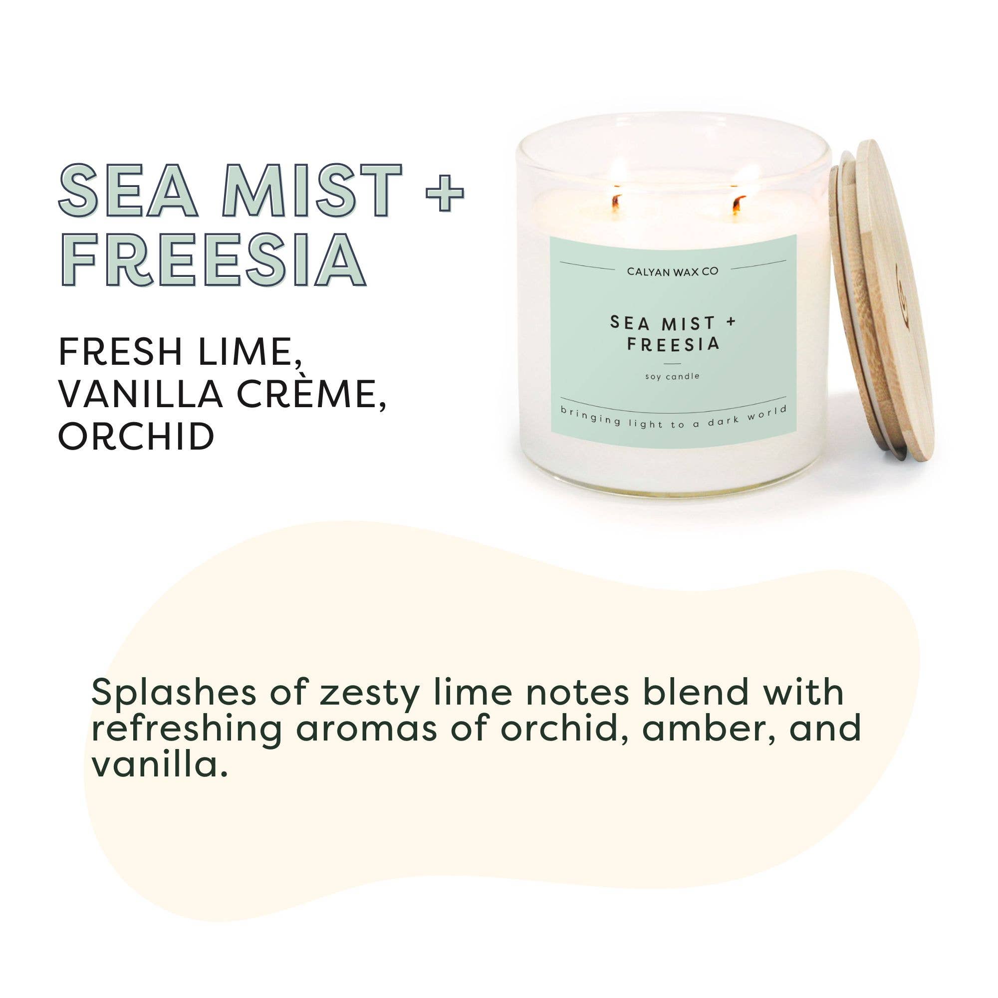Sea Mist + Freesia - Clear Glass Tumbler Soy Candle