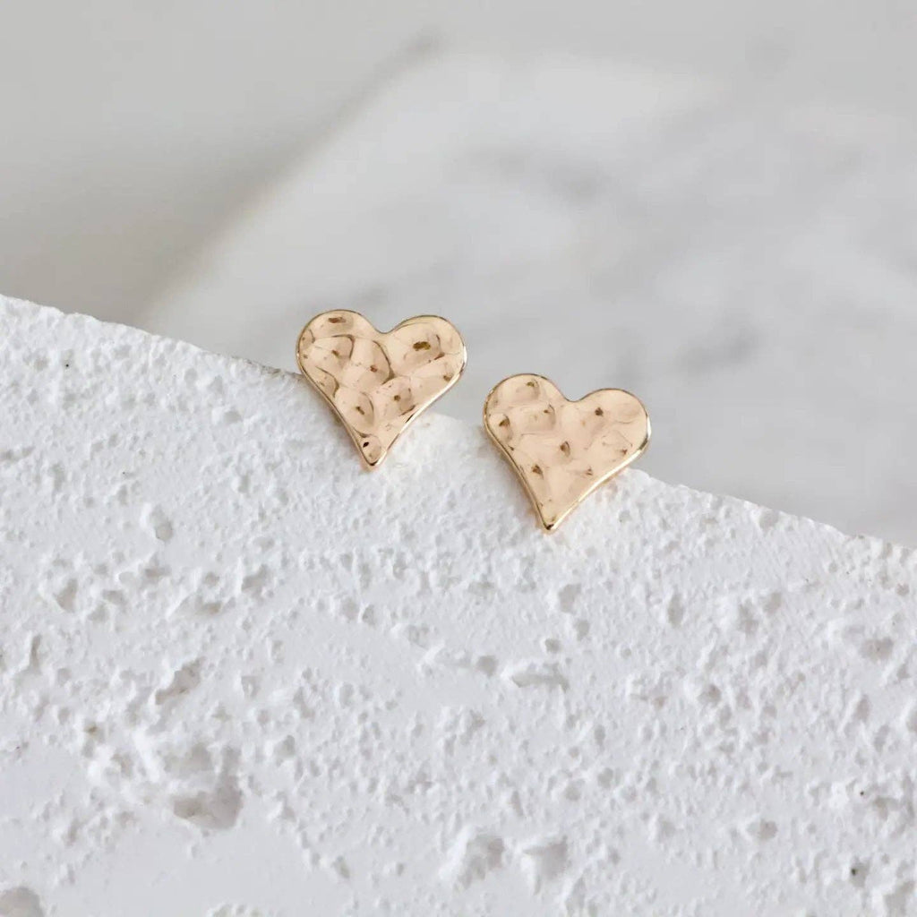 Hammered Heart Stud Earrings
