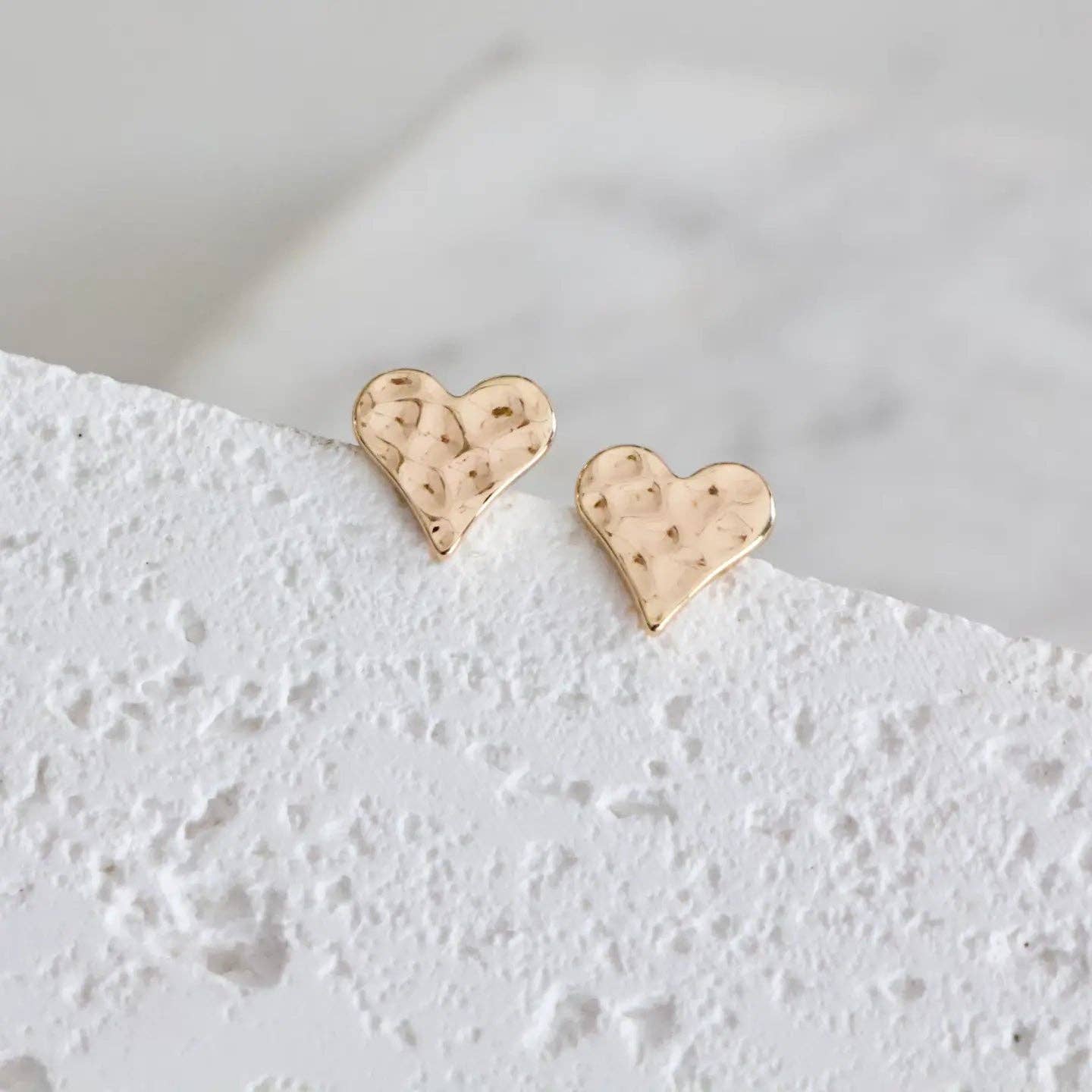 Hammered Heart Stud Earrings