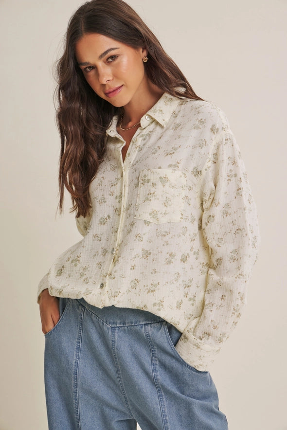 The Stella Floral Print Cotton Gauze Top