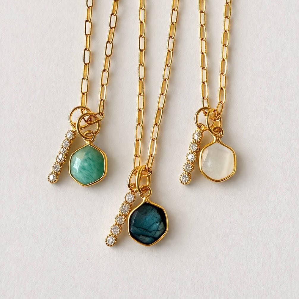 Oasis Stone Duo Drop Necklace