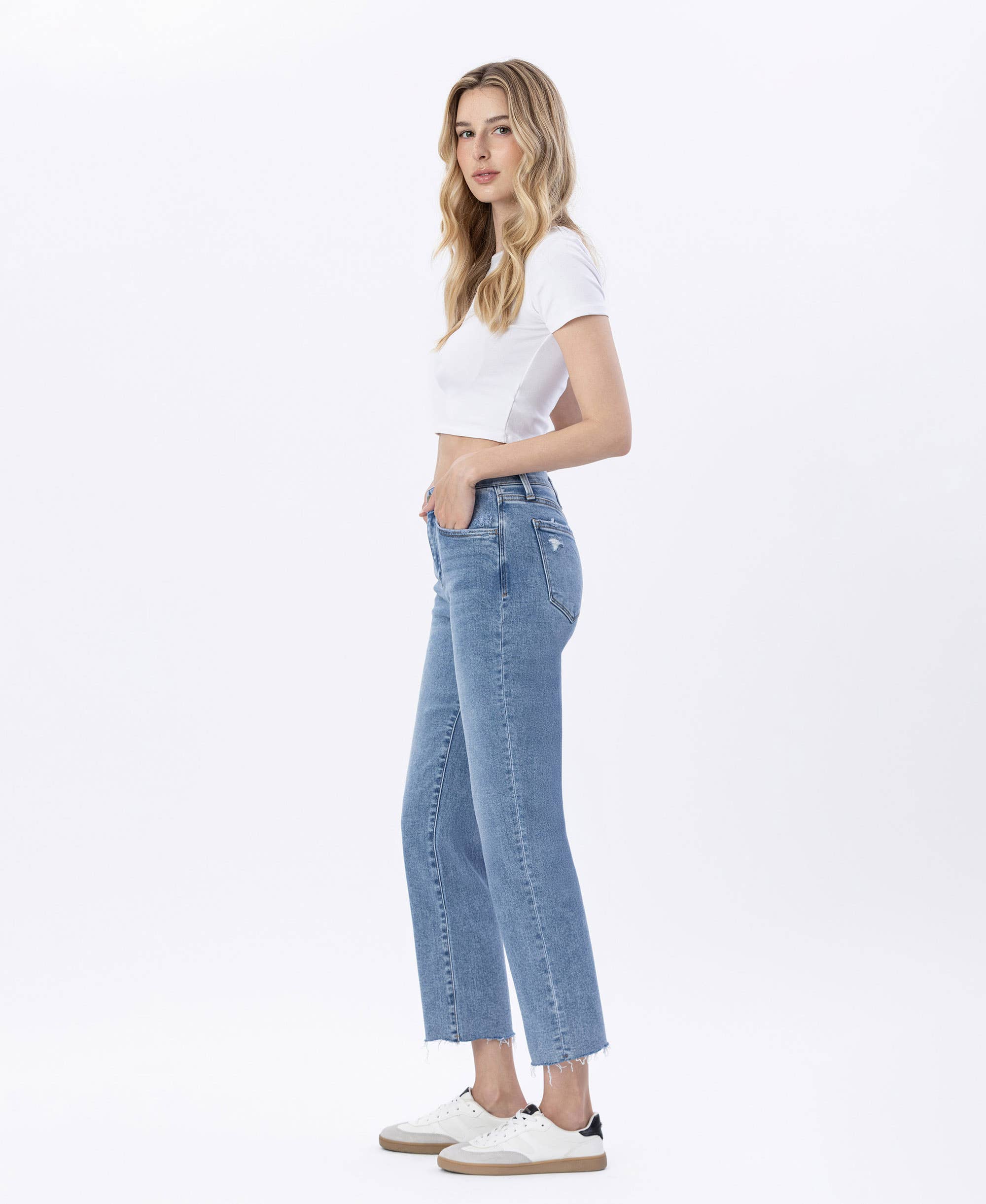 Smartest Mid Rise Medium Wash Straight Jeans