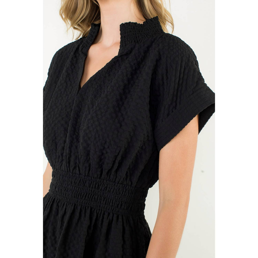 The Ruth Textured Split Neck Dress