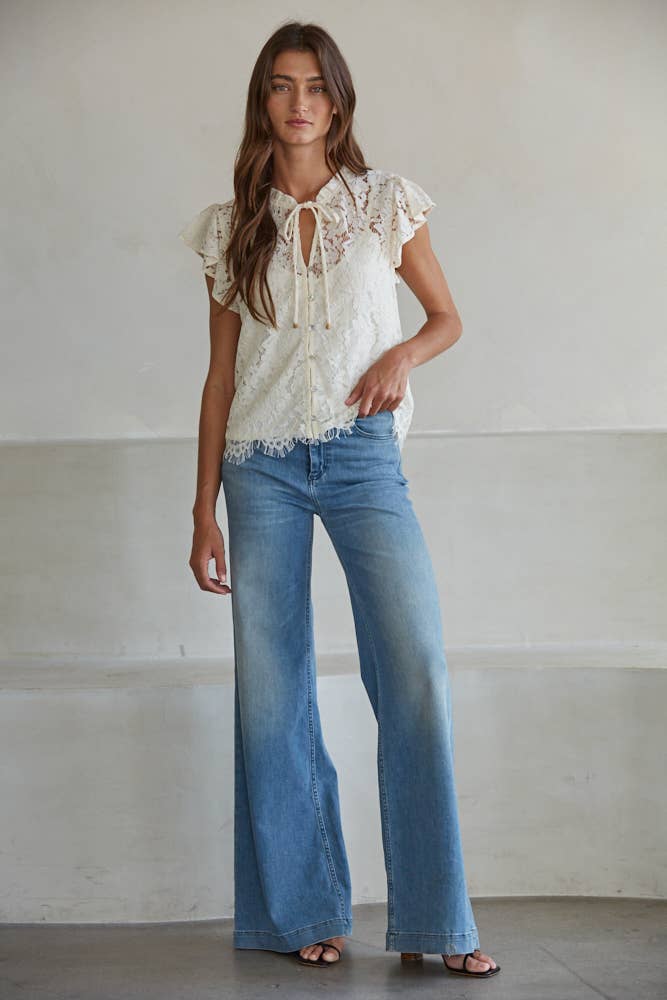 The Faith Lace Short Sleeve Top