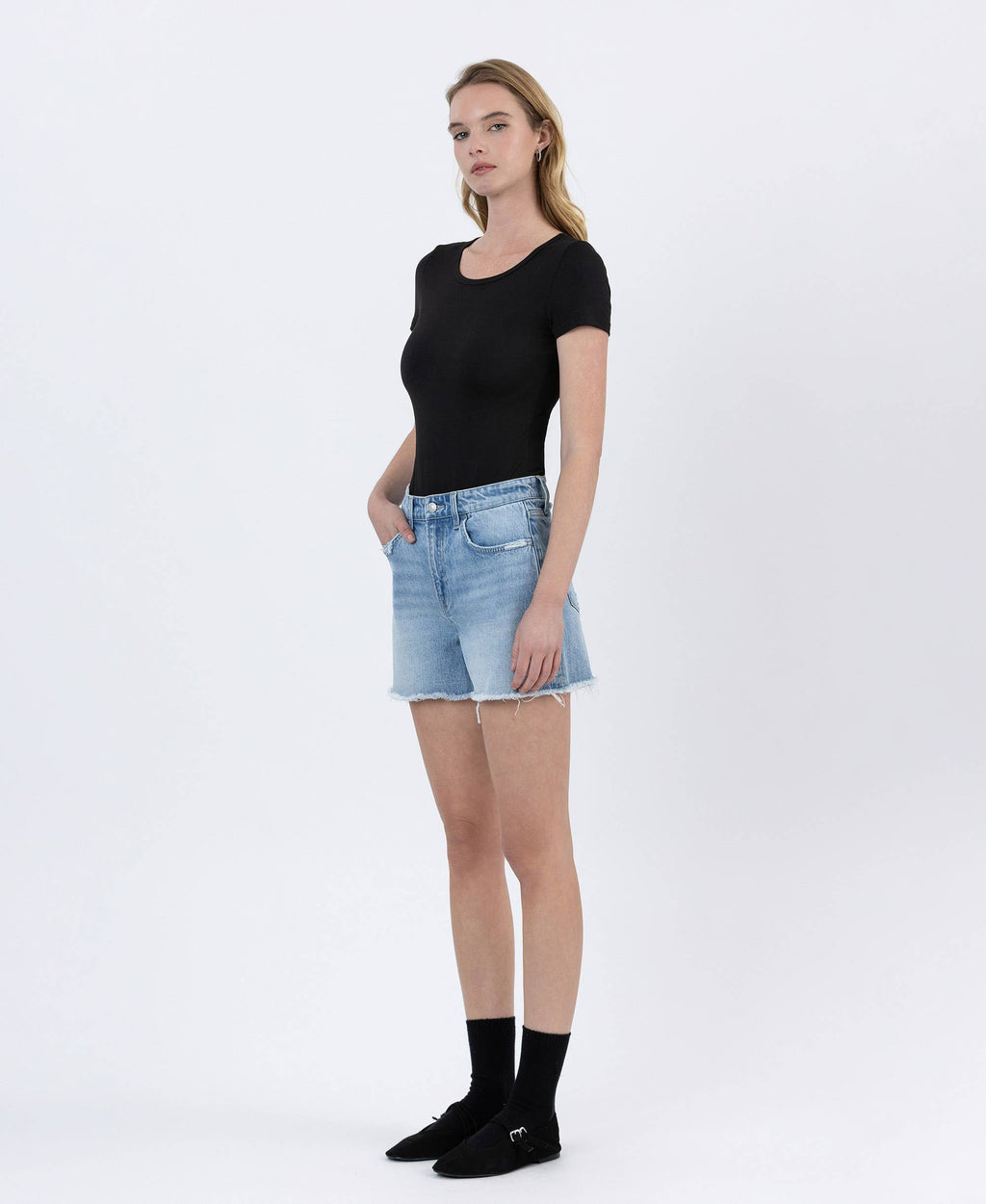 High Rise Boyfriend Denim Shorts