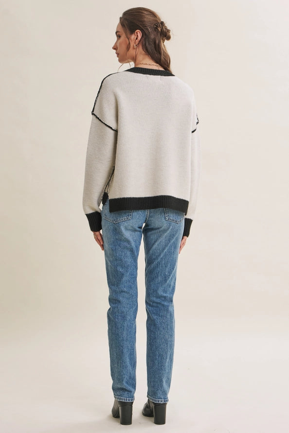 The Melinda Contrast Exposed Seam Sweater