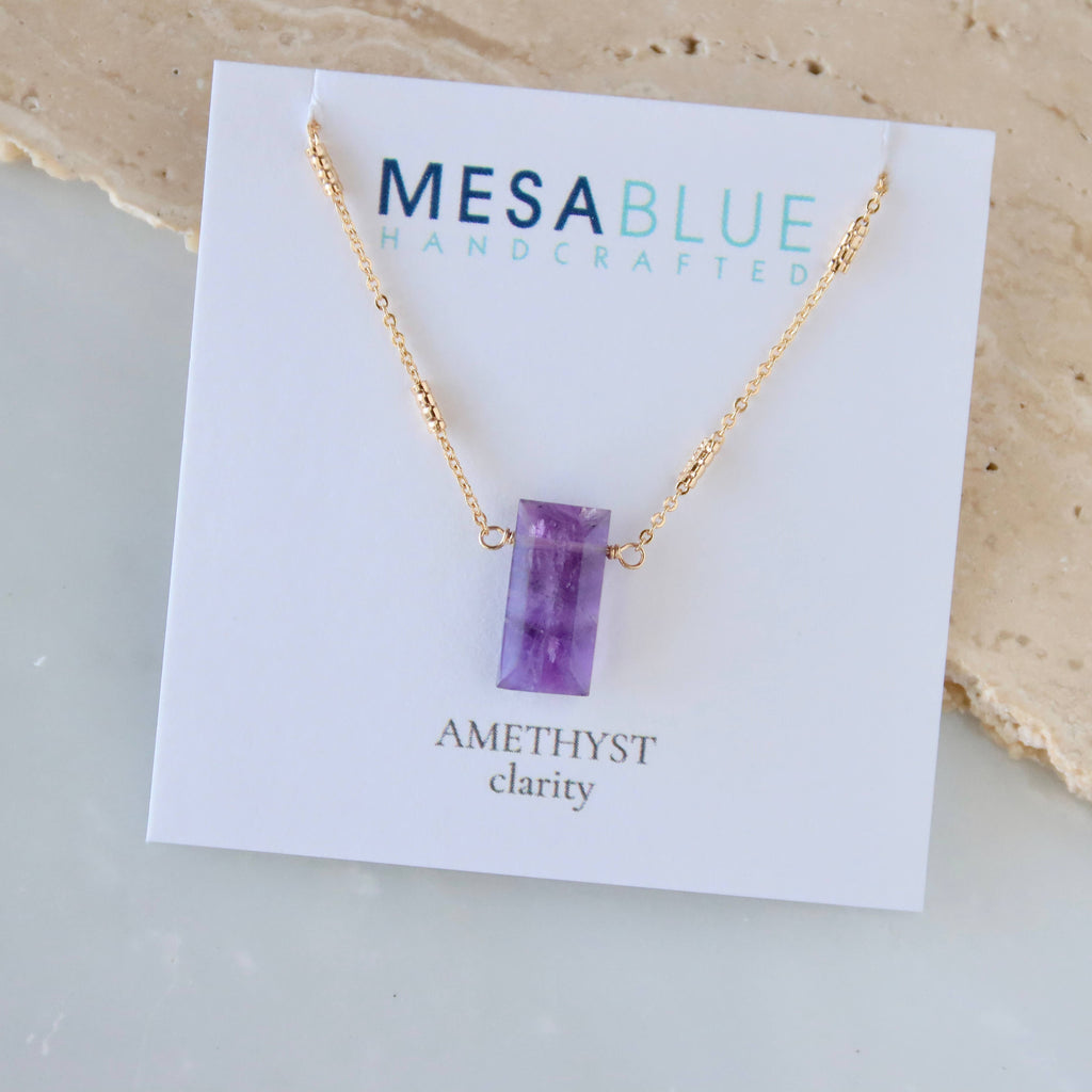 Amethyst or Opalite Rectangle Necklace 