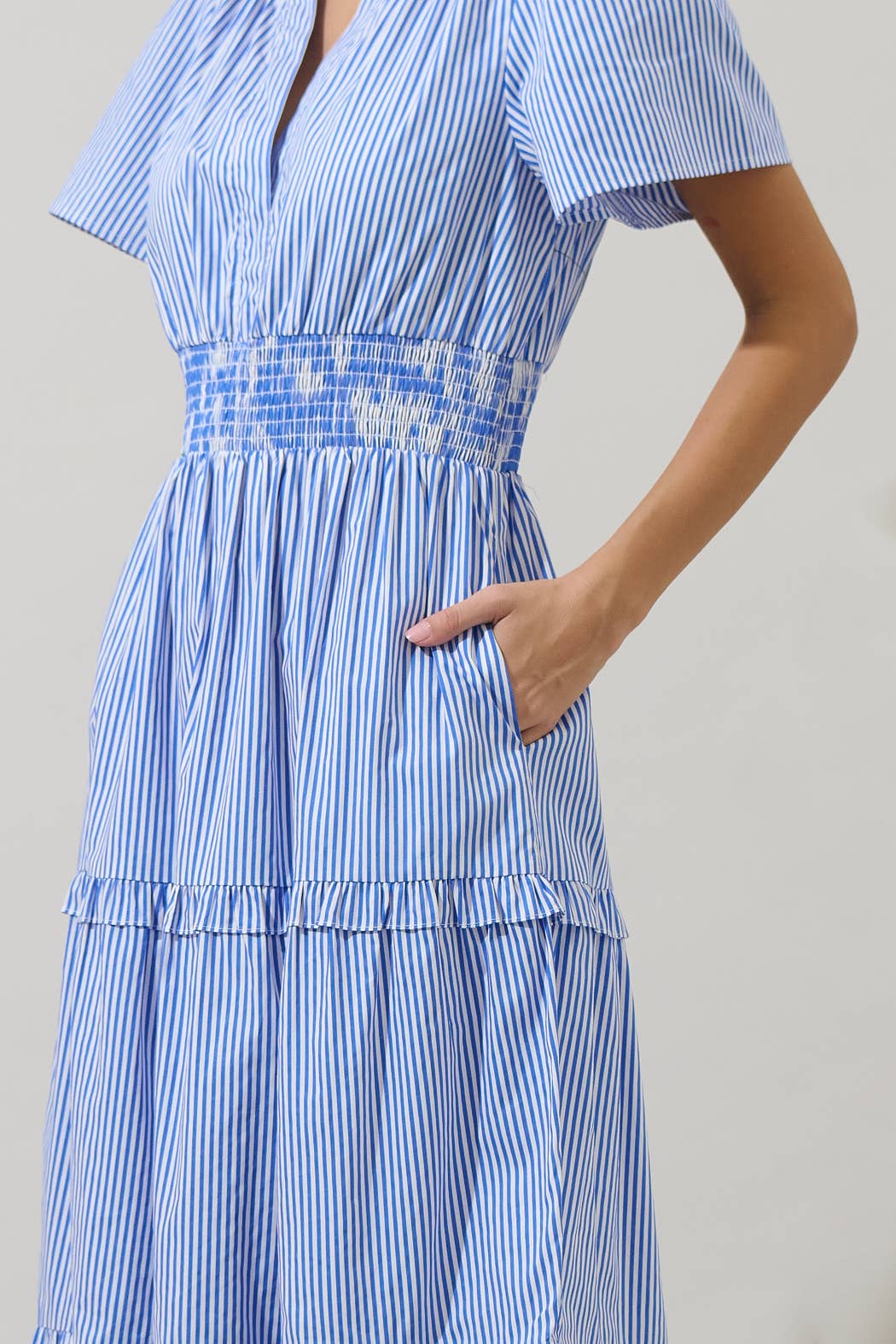 Sherah Striped Tiered Maxi Dress