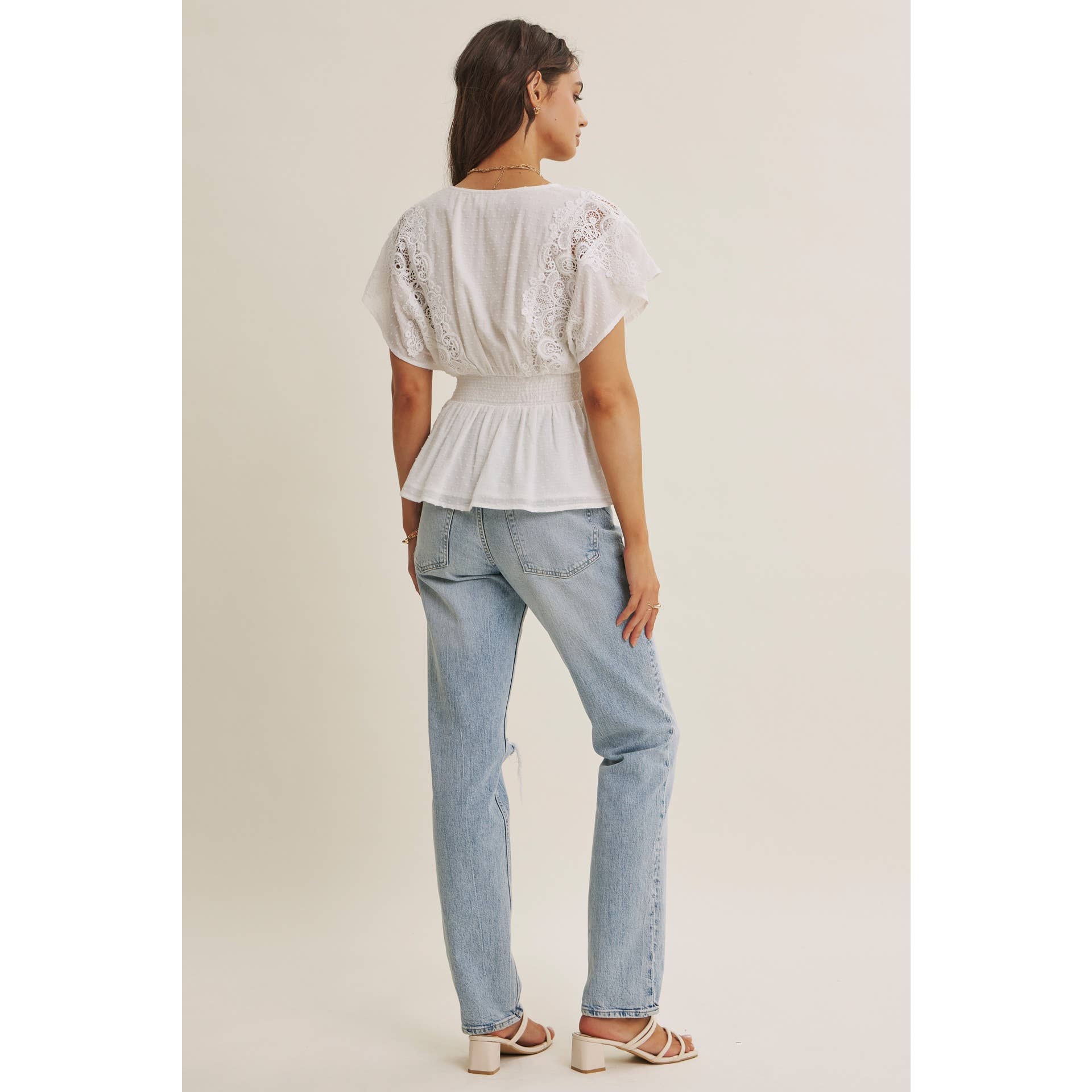 The June Swiss Dot Lace Peplum Blouse