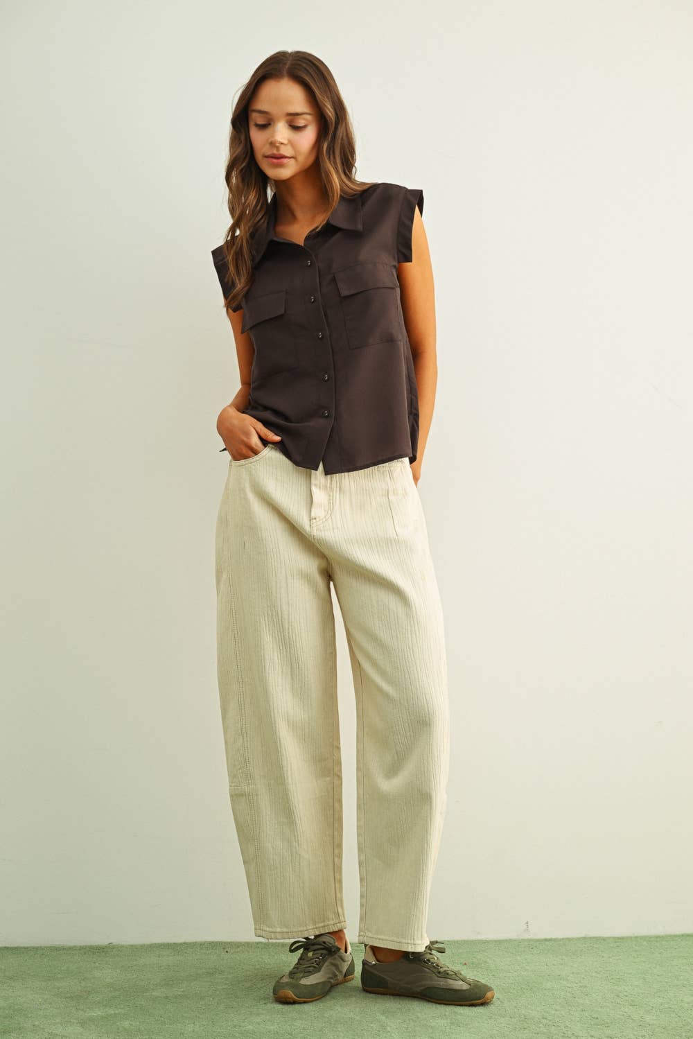 The Francesca Front Pocket Sleeveless Blouse