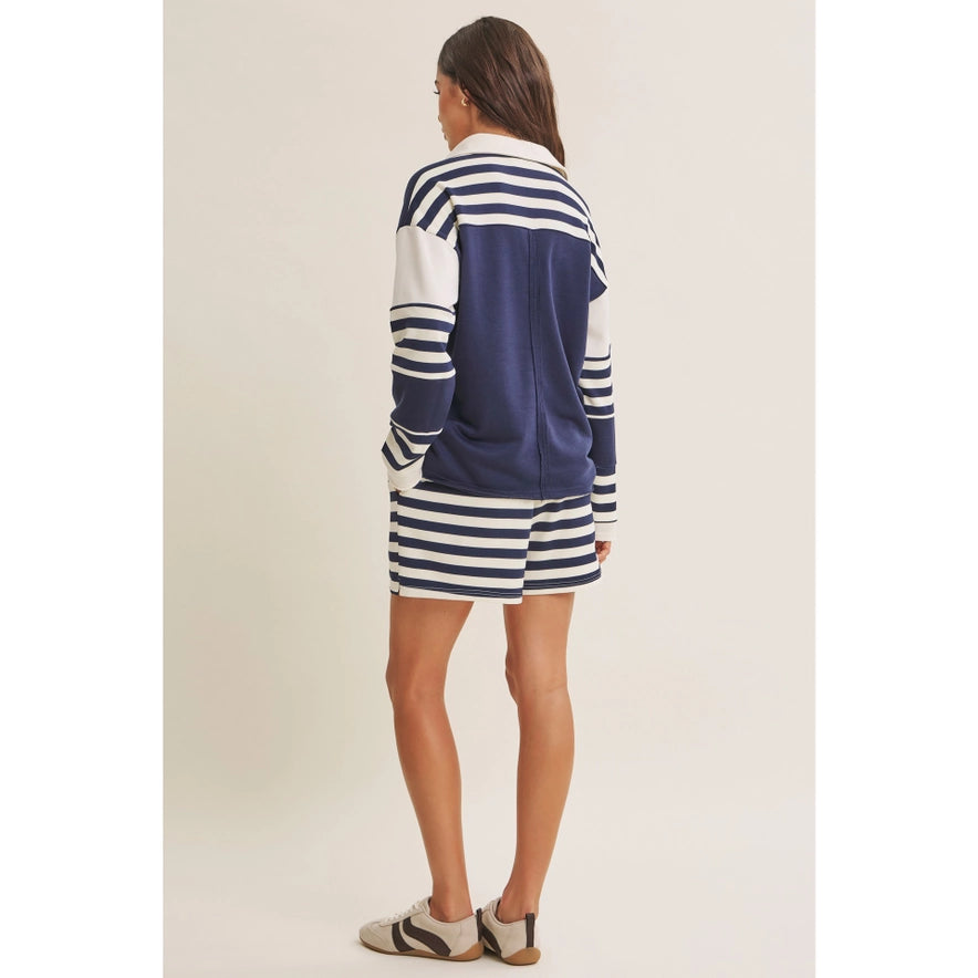 The Vivi Striped Relaxed Fit French Terry Top
