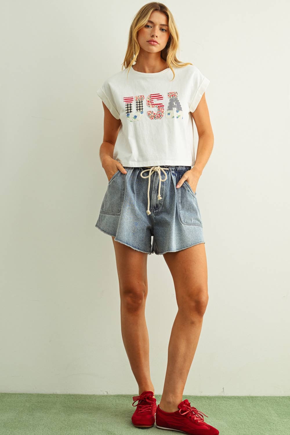 The Frances USA Floral Patchwork Tee