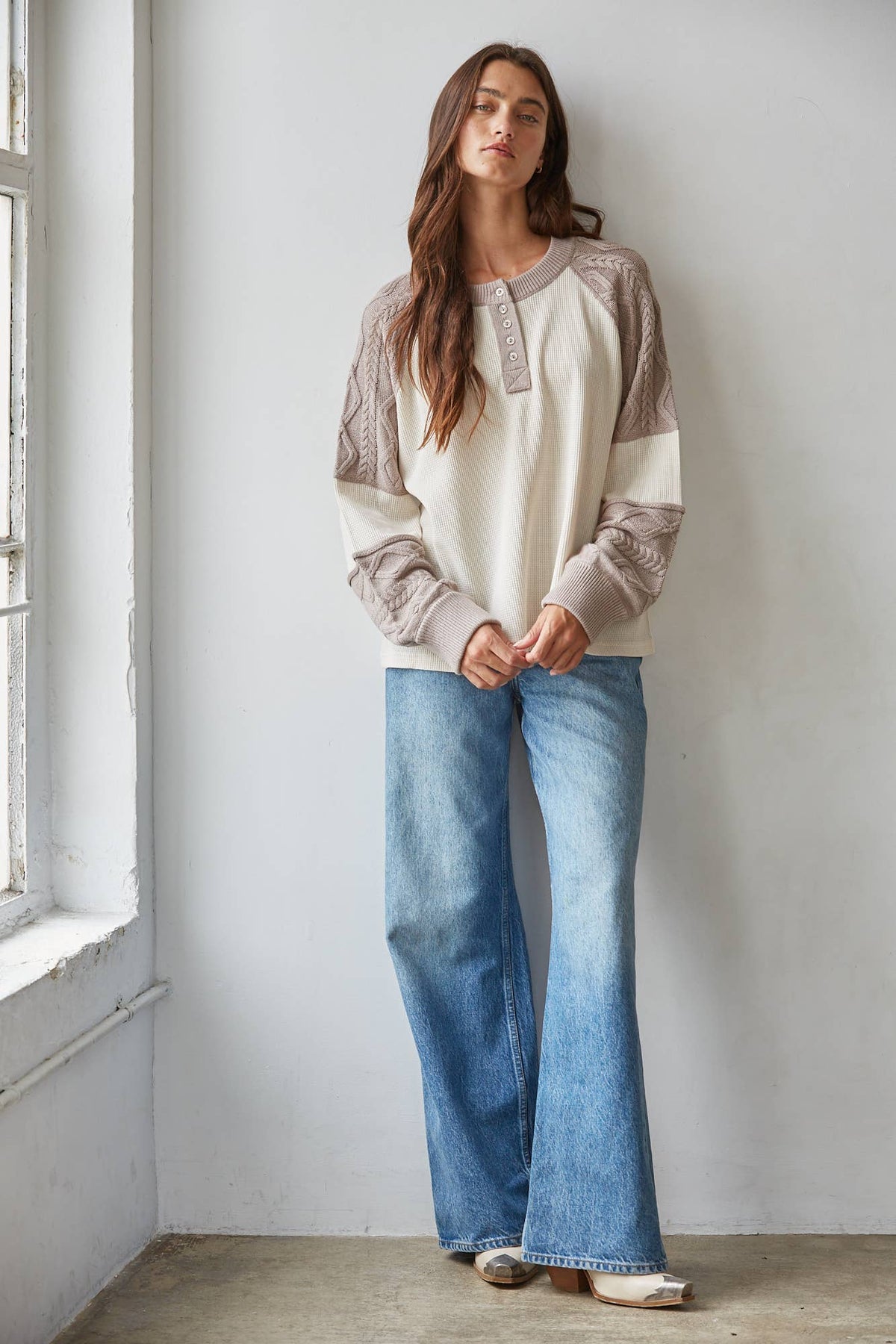 The Willow Waffle Half Button Up Pullover