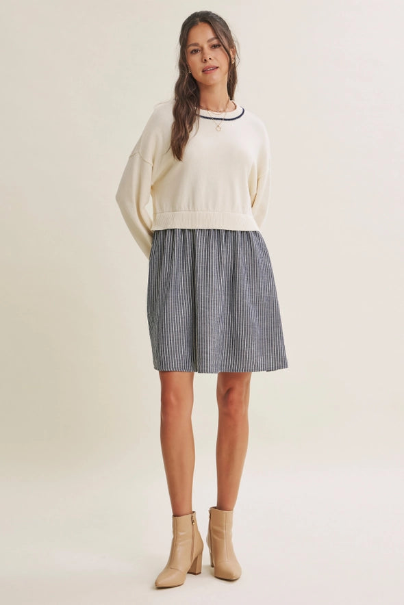 The Victoria Twofer Striped Mini Dress