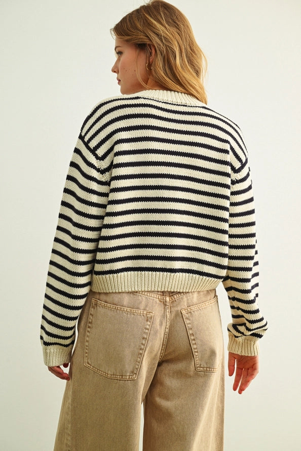 The Paige Striped Button Front Cardigan