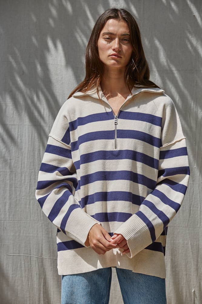 The Rose Front Quarter Zipper Mock Neck Sweater