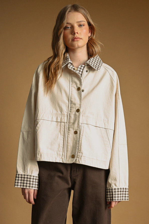 The Denise Gingham Collared Twill Jacket