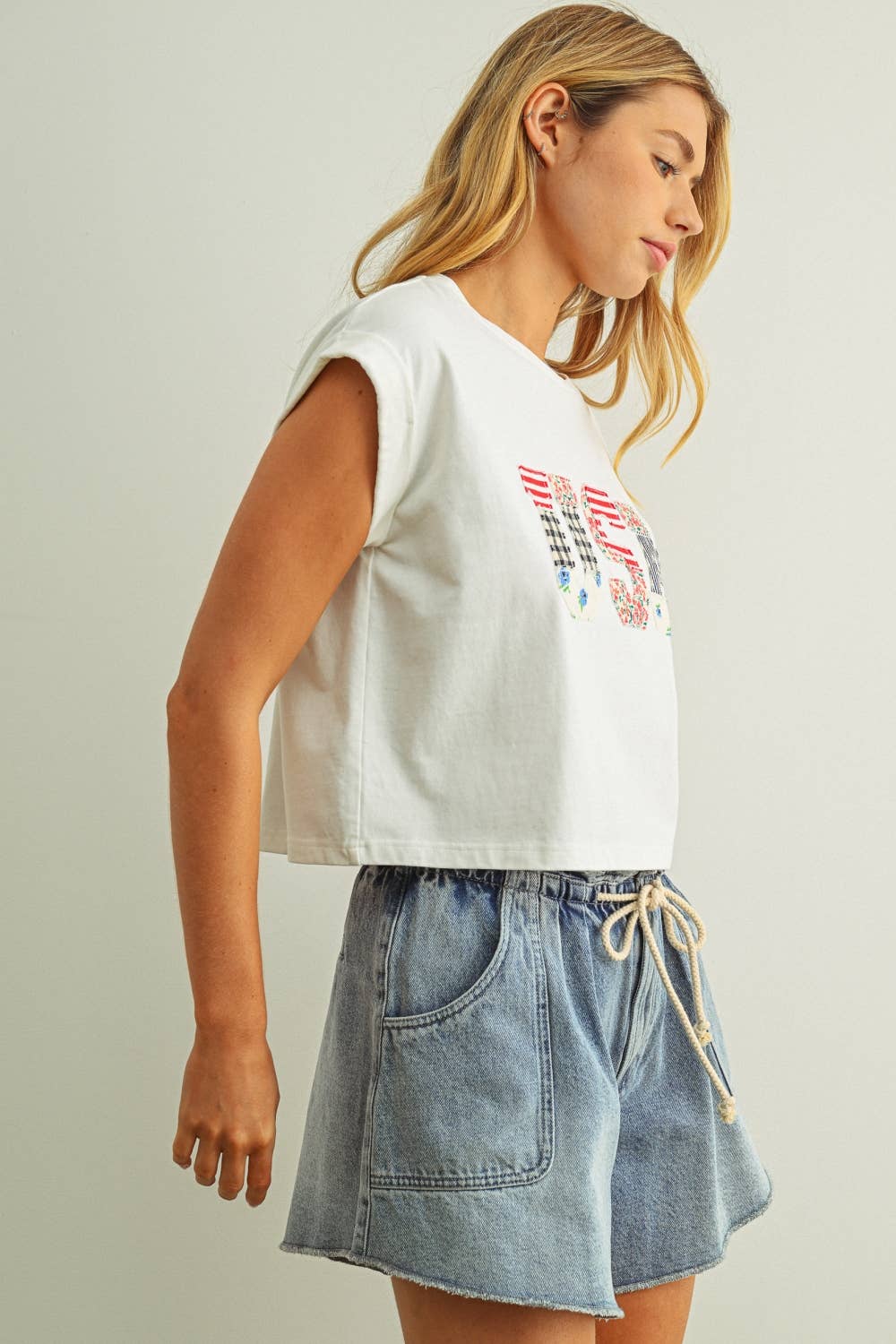 The Frances USA Floral Patchwork Tee
