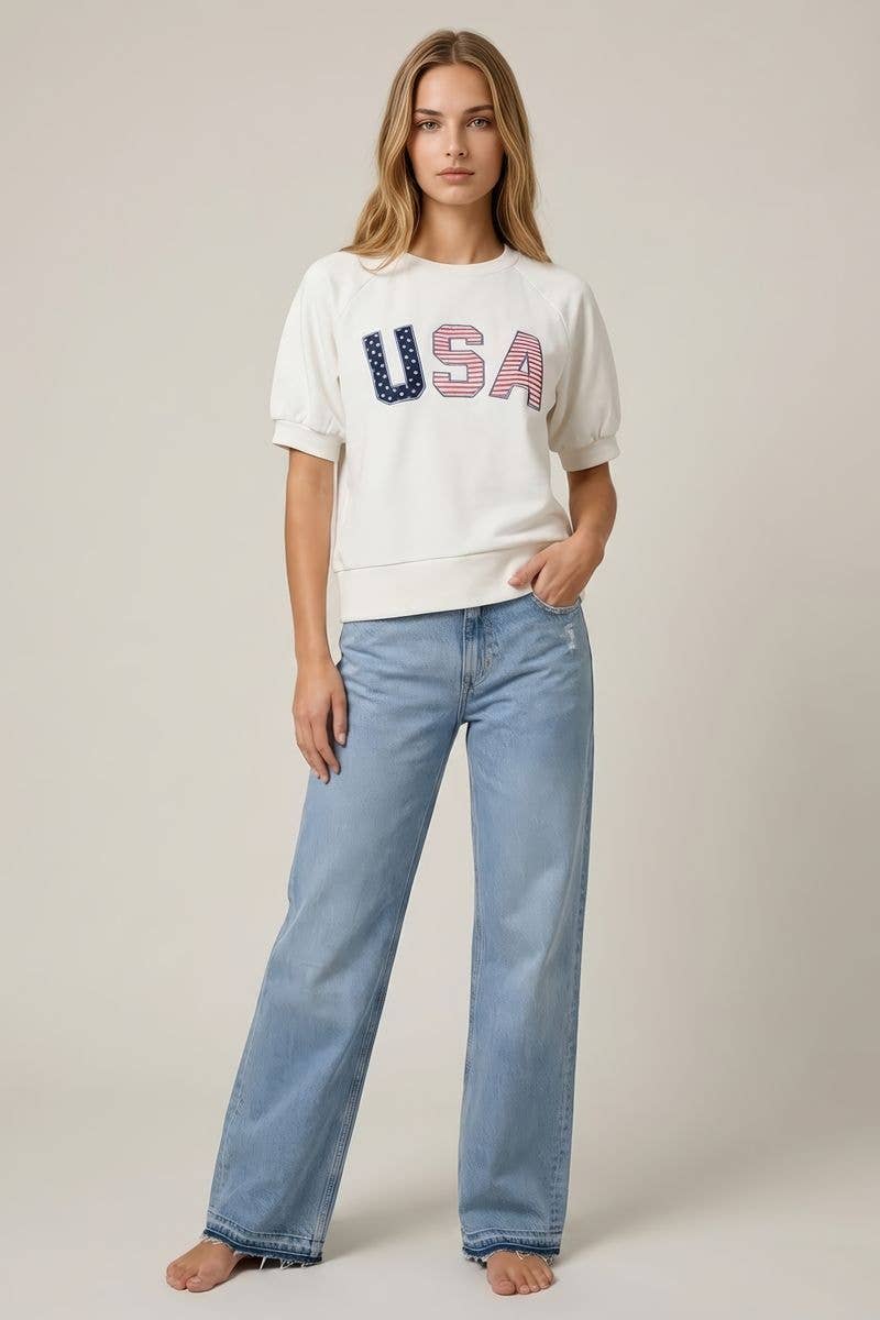 The Patti USA Embroidered SS Sweatshirt