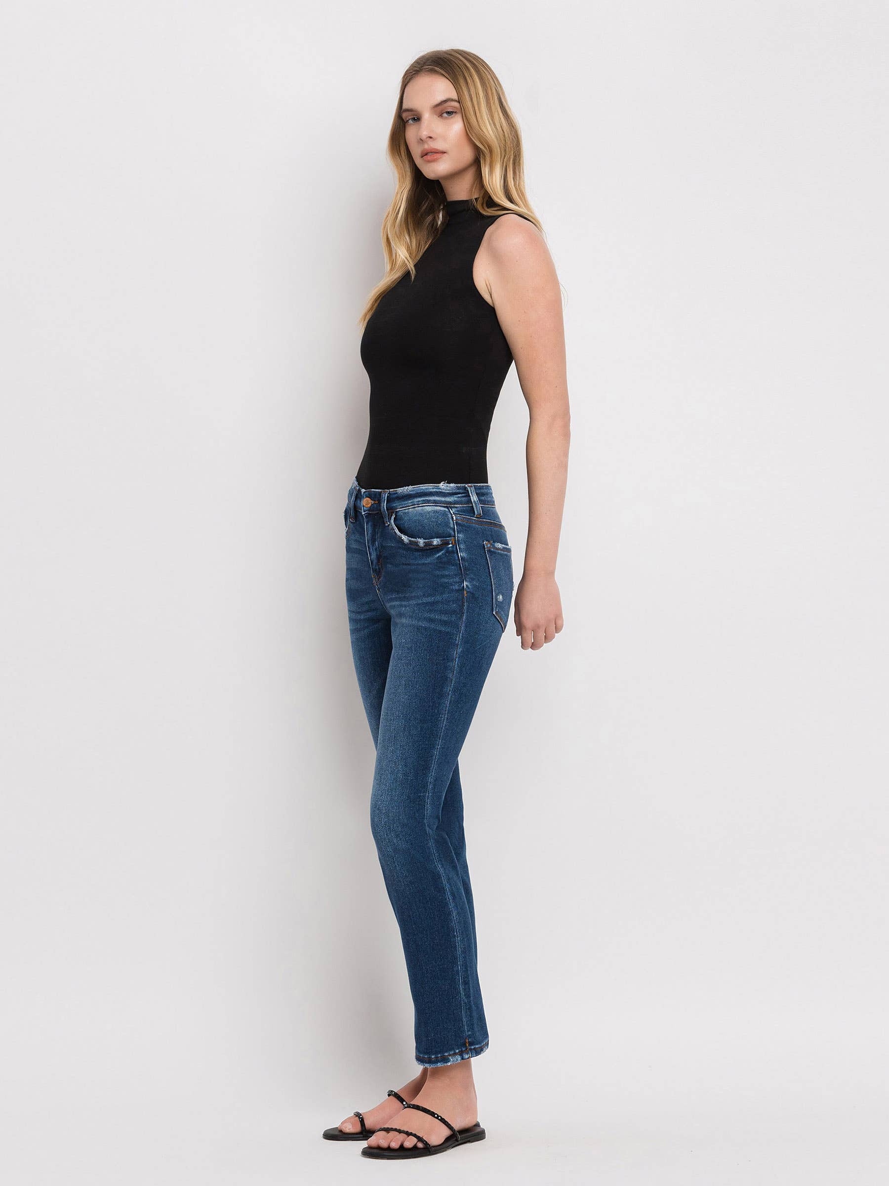 Wax Plant Mid Rise Ankle Straight Jeans