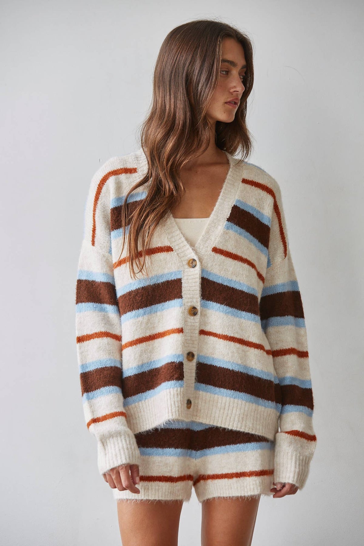 The Britt Multicolor Striped Button Down Cardigan