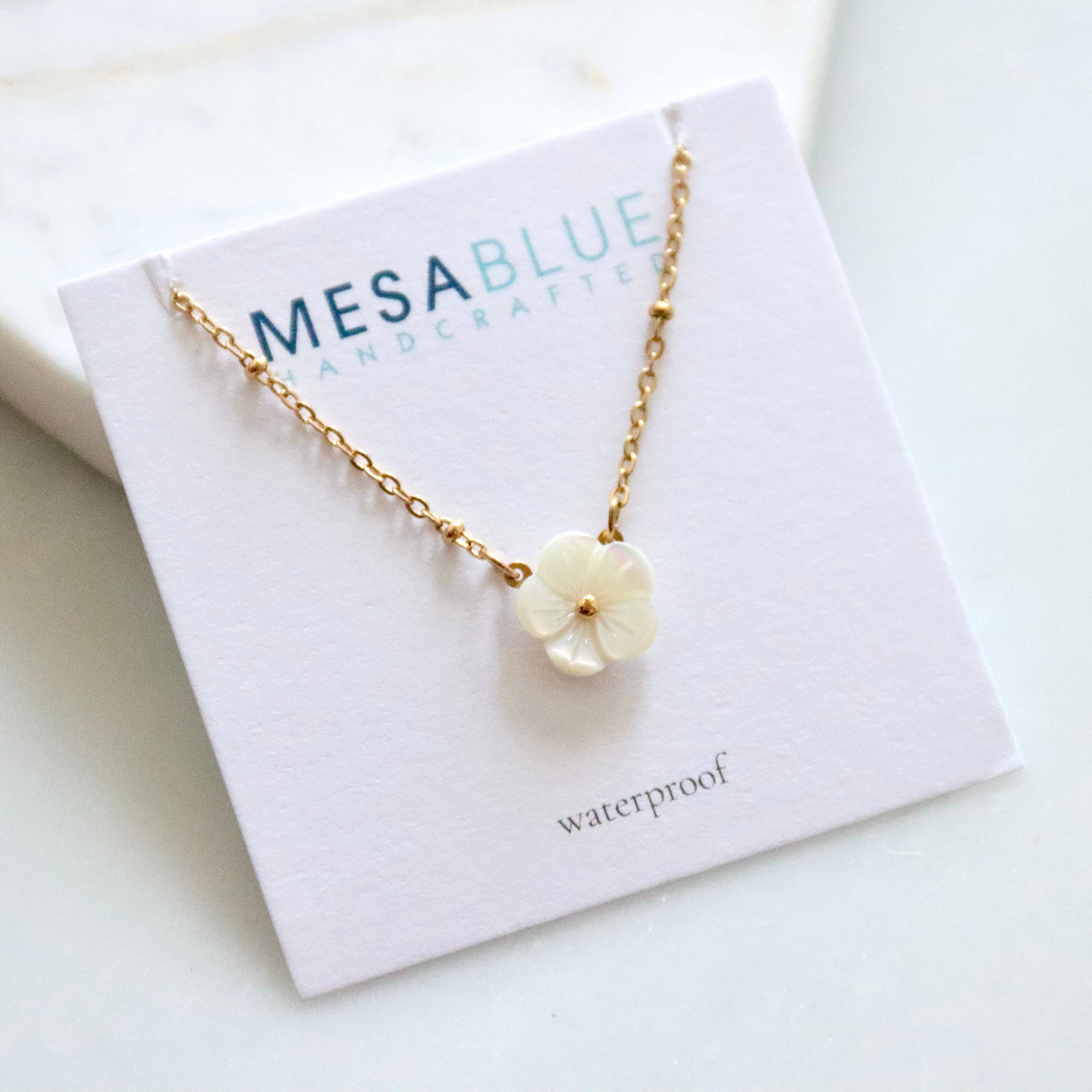 Mother of Pearl Flower Necklace - Waterproof