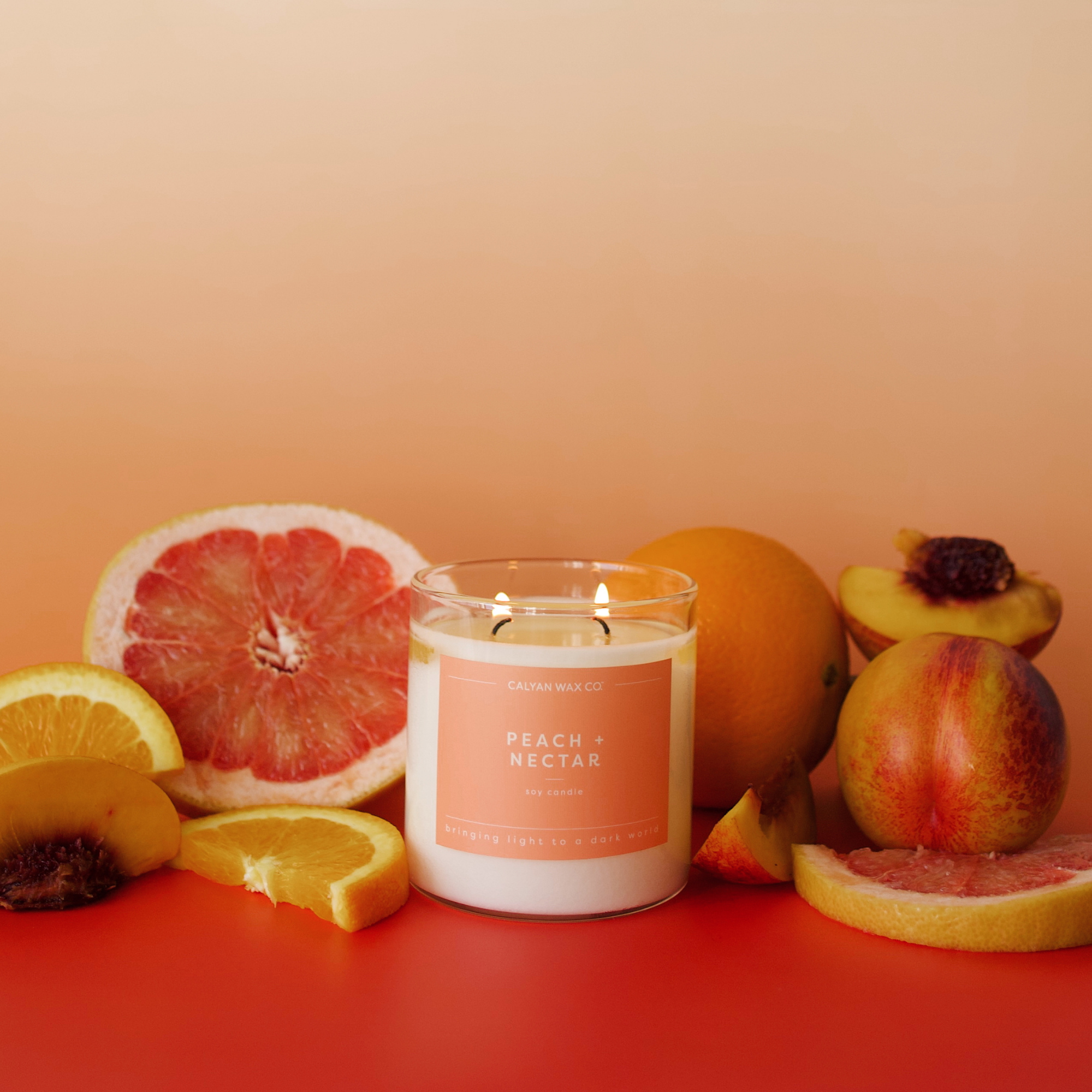 Peach + Nectar - Clear Glass Tumbler Soy Candle