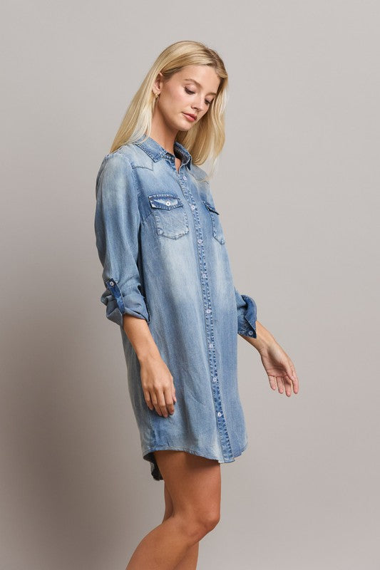 The Tina Denim Shirt Dress
