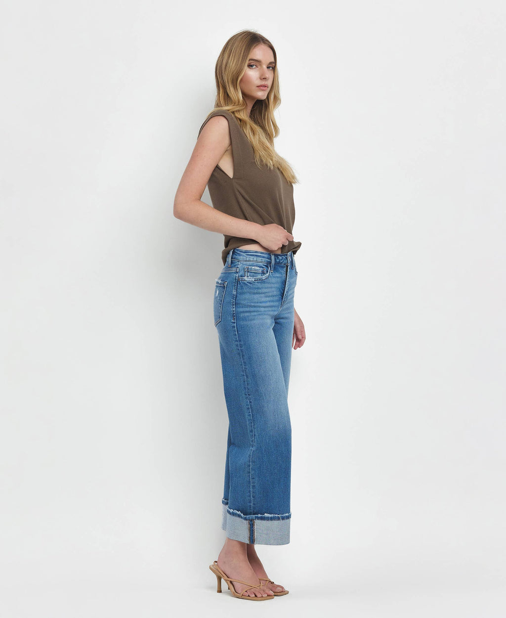Moorland High Rise Medium Wash Cuffed Jeans