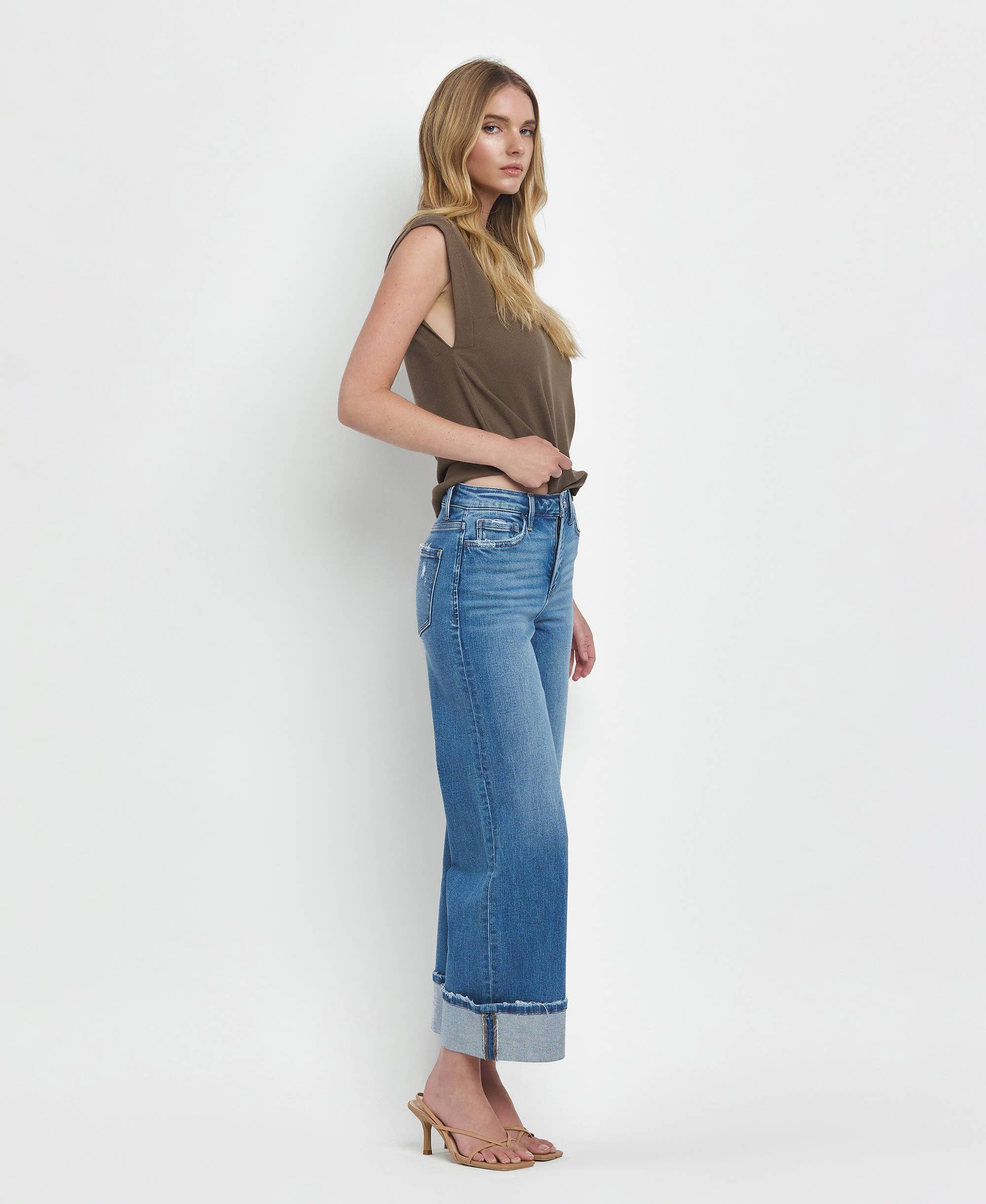 Moorland High Rise Medium Wash Cuffed Jeans