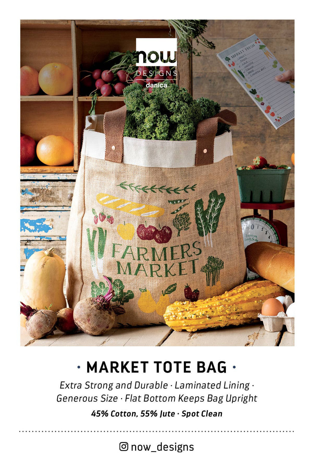 Farmers Market Large Burlap Shopping Bag