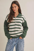 The Sasha Half-Zip Striped Sweater