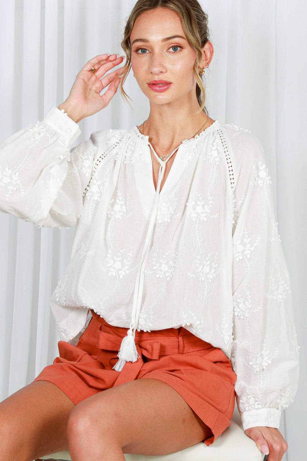The Ciara 3D Floral Embroidered Top