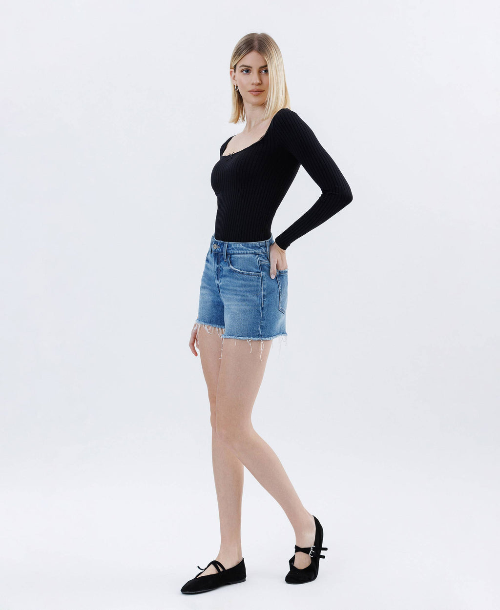High Rise Denim Shorts
