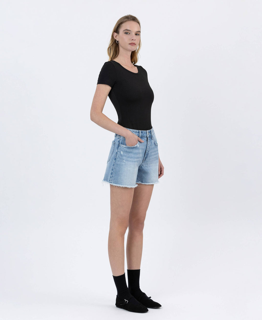 High Rise Boyfriend Denim Shorts