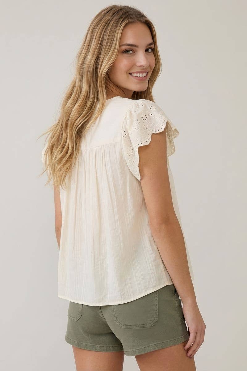 The Andrea Embroidery Scalloped Detail Top