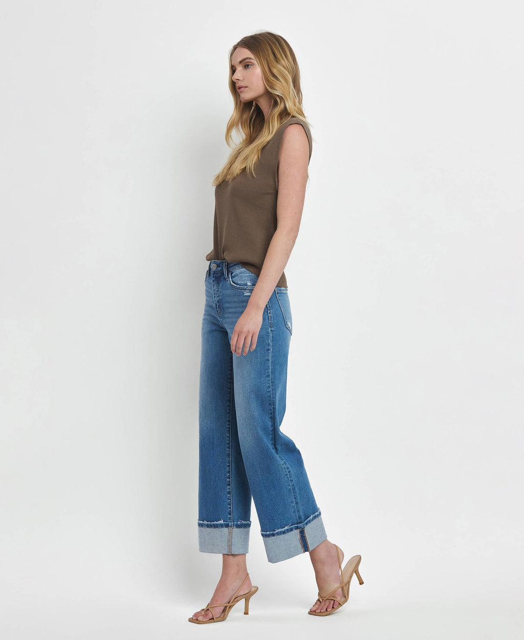 Moorland High Rise Medium Wash Cuffed Jeans