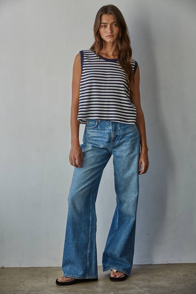 The Farrah Striped Ribbed Sleeveless Top