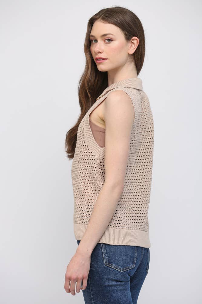 The Gia Half-Zip Sleeveless Sweater