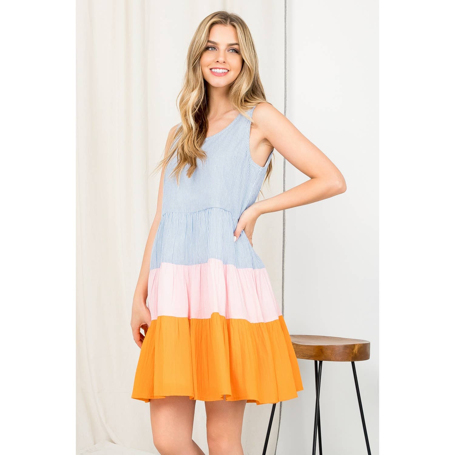 The Giselle Stripe Tiered Tank Dress