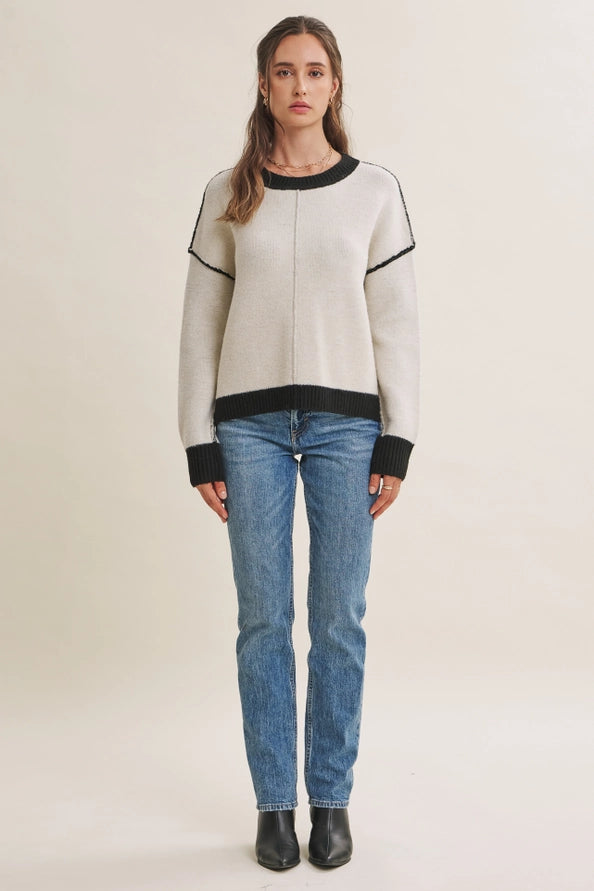 The Melinda Contrast Exposed Seam Sweater