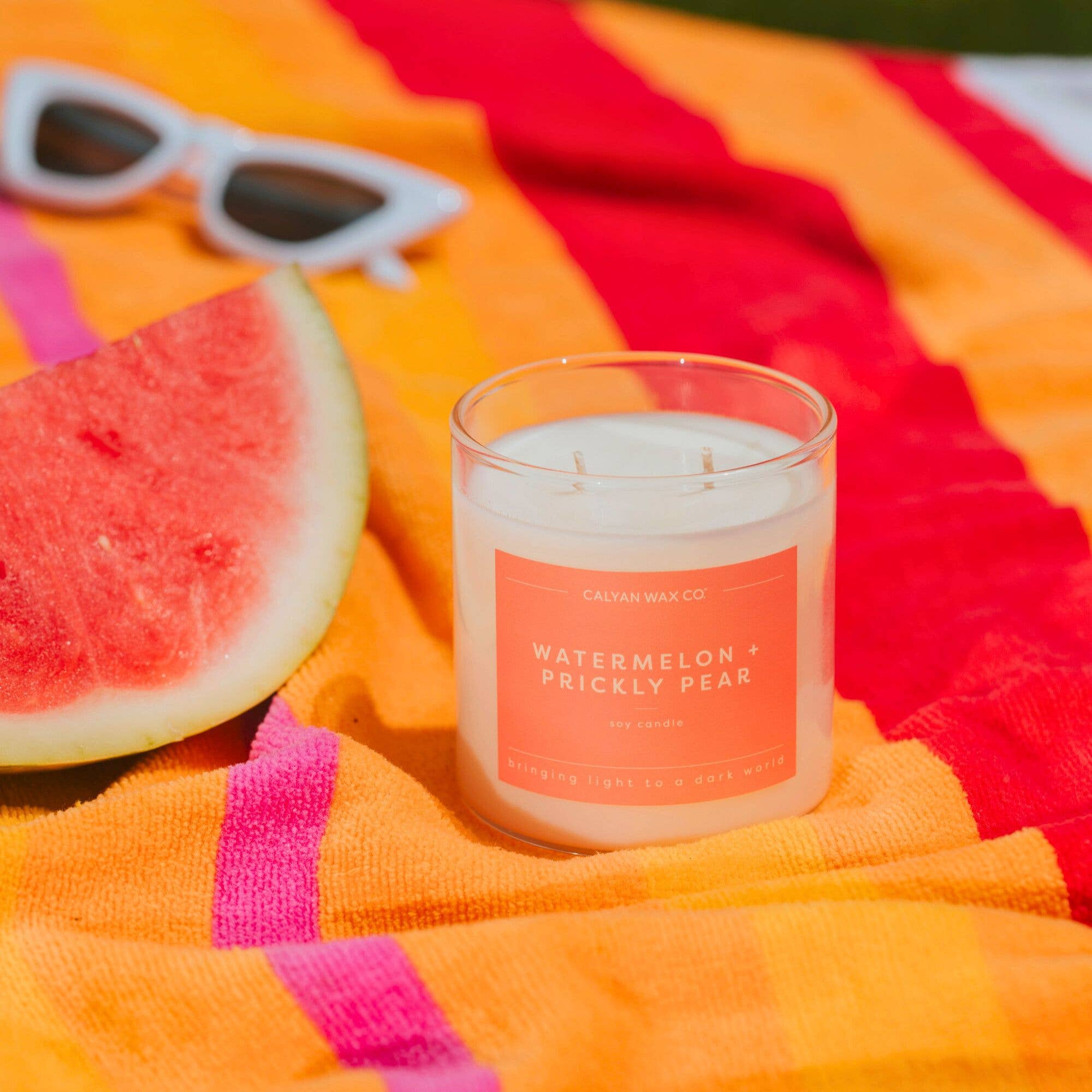 Watermelon + Prickly Pear - Clear Glass Tumbler Soy Candle