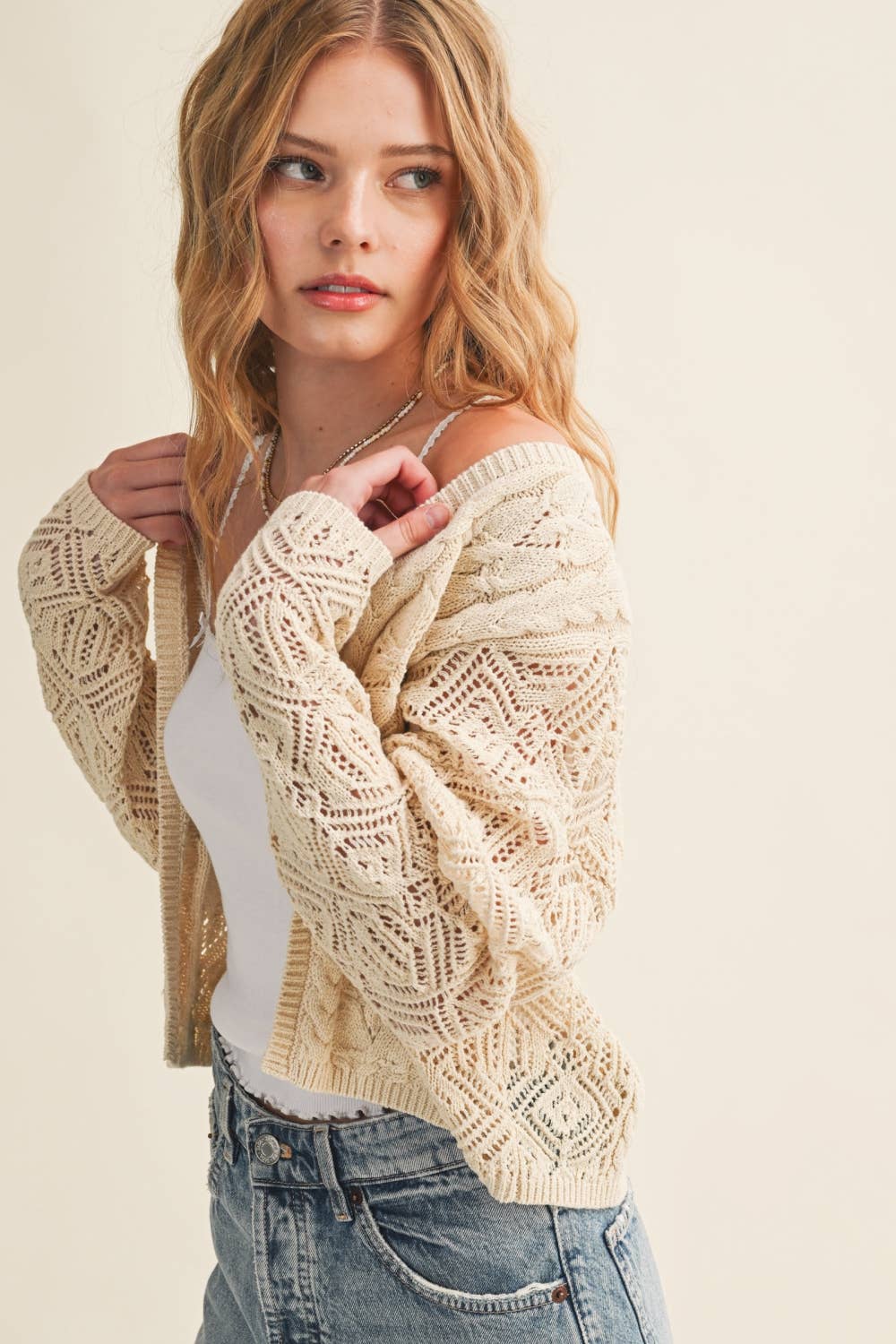 The Phoebe Lightweight Cable Knit Cadigan