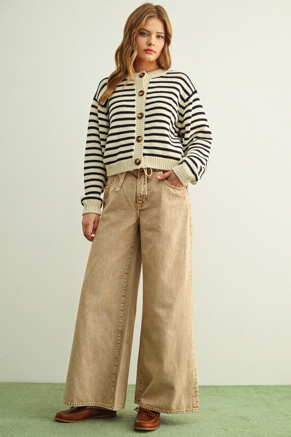 The Paige Striped Button Front Cardigan