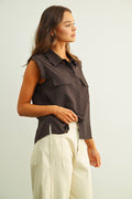 The Francesca Front Pocket Sleeveless Blouse