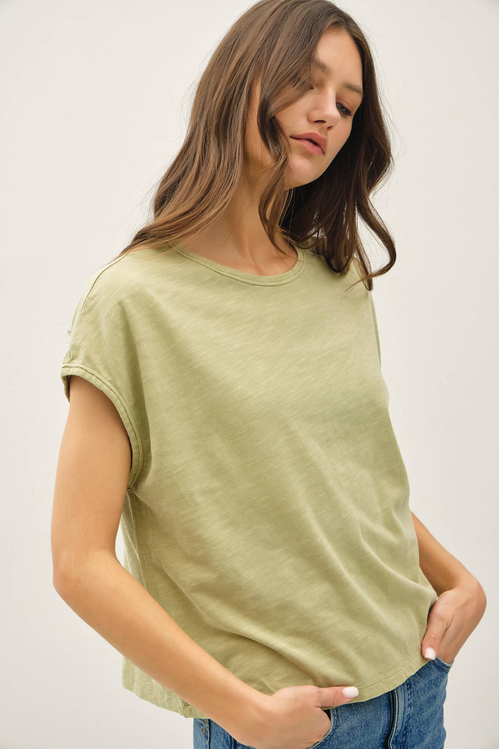 The Daisy Cotton Slub Cap Sleeve Tee