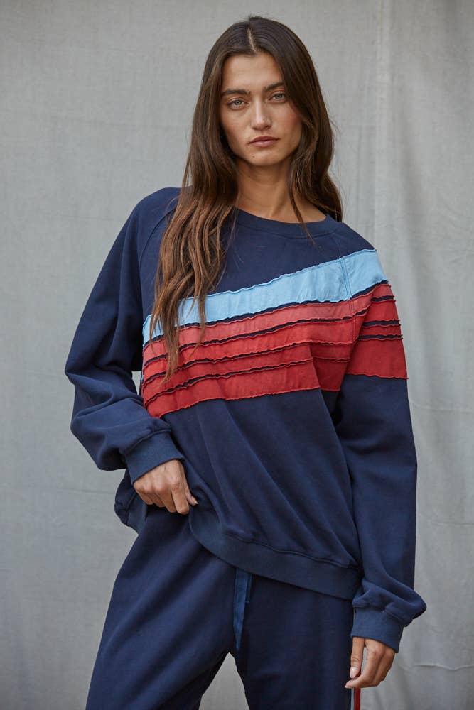 The Lara Multi-Color Stripe Detail Top