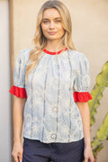 The Lynne SS Eyelet Embroidered Top