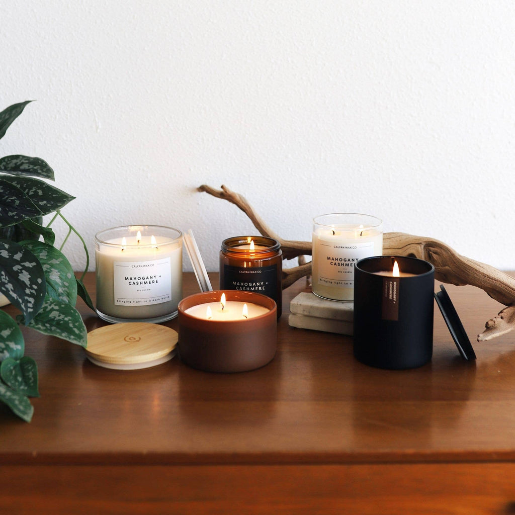 Mahogany + Cashmere - Glass Tumbler Soy Candle