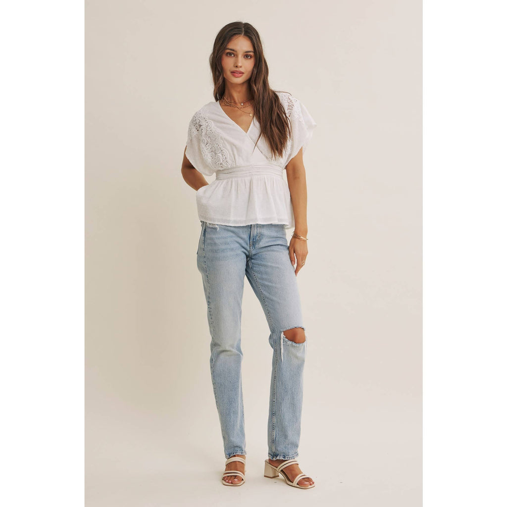 The June Swiss Dot Lace Peplum Blouse